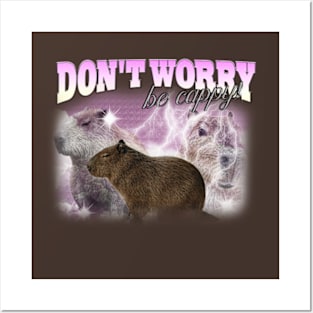 Cabybara Vintage 90s Bootleg Style T-Shirt, don't worry be cappy Shirt, Funny Capybara Meme Posters and Art